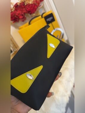 Fendi Monster Eyes Black and Yellow Cosmetic Pouch